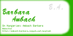 barbara ambach business card